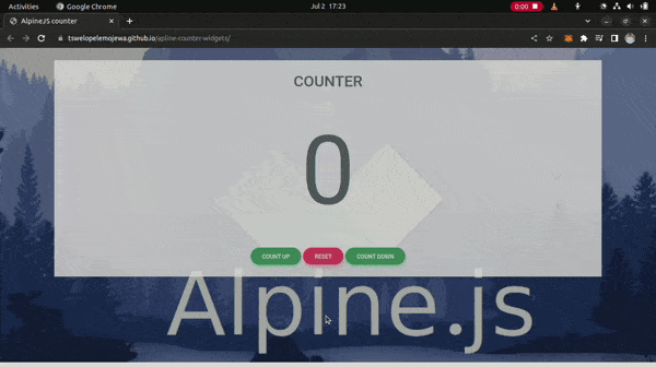 Counter Using AlpineJS framework